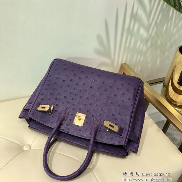 HERMES愛馬仕 鉑金包 Birkin 30 南非原產KK級鴕鳥皮 頂級工藝 手縫蠟線 時尚手提肩背包  Ama1417